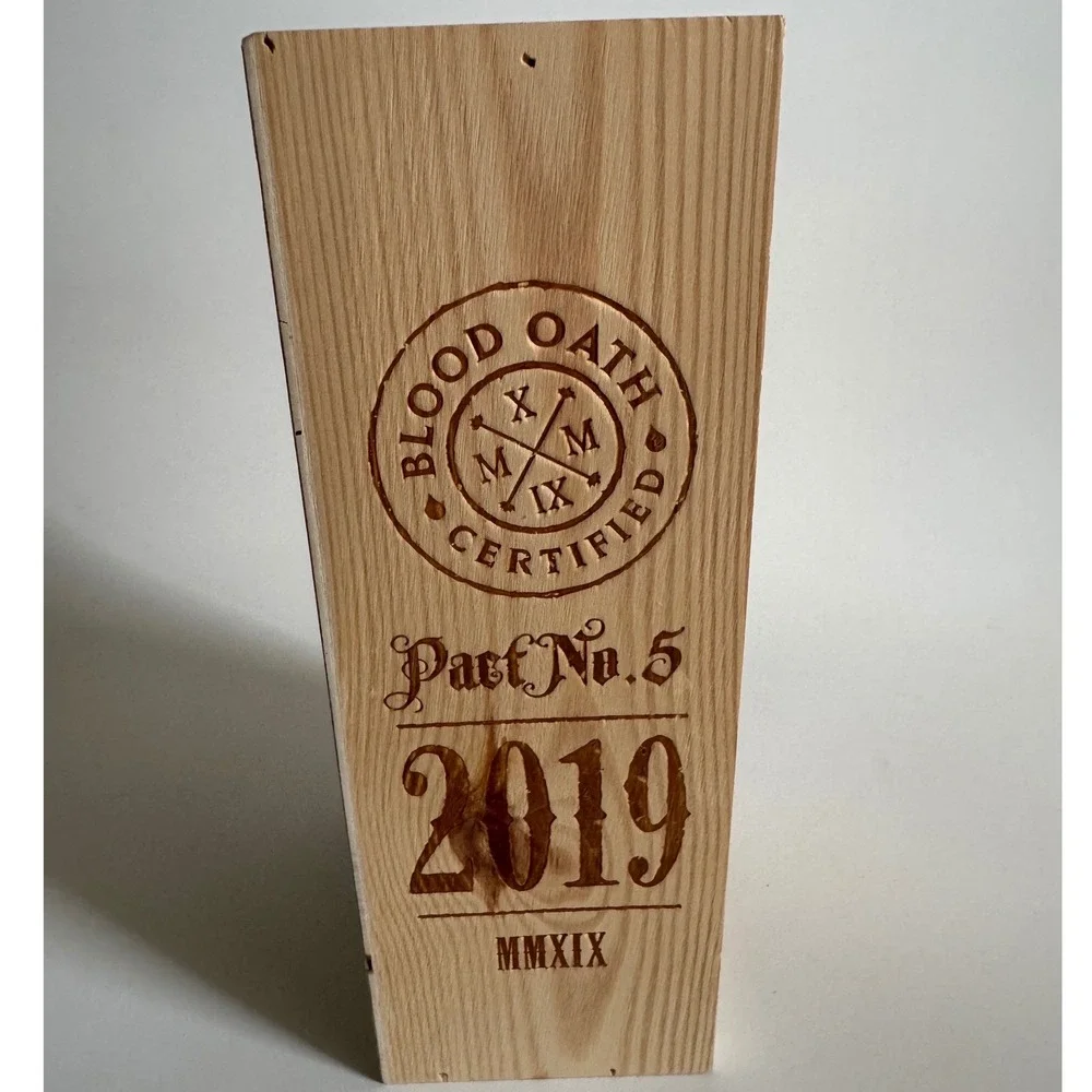 Blood Oath Pact No. 5 2019 Empty Bourbon Bottle with Original Wooden Box 750ml